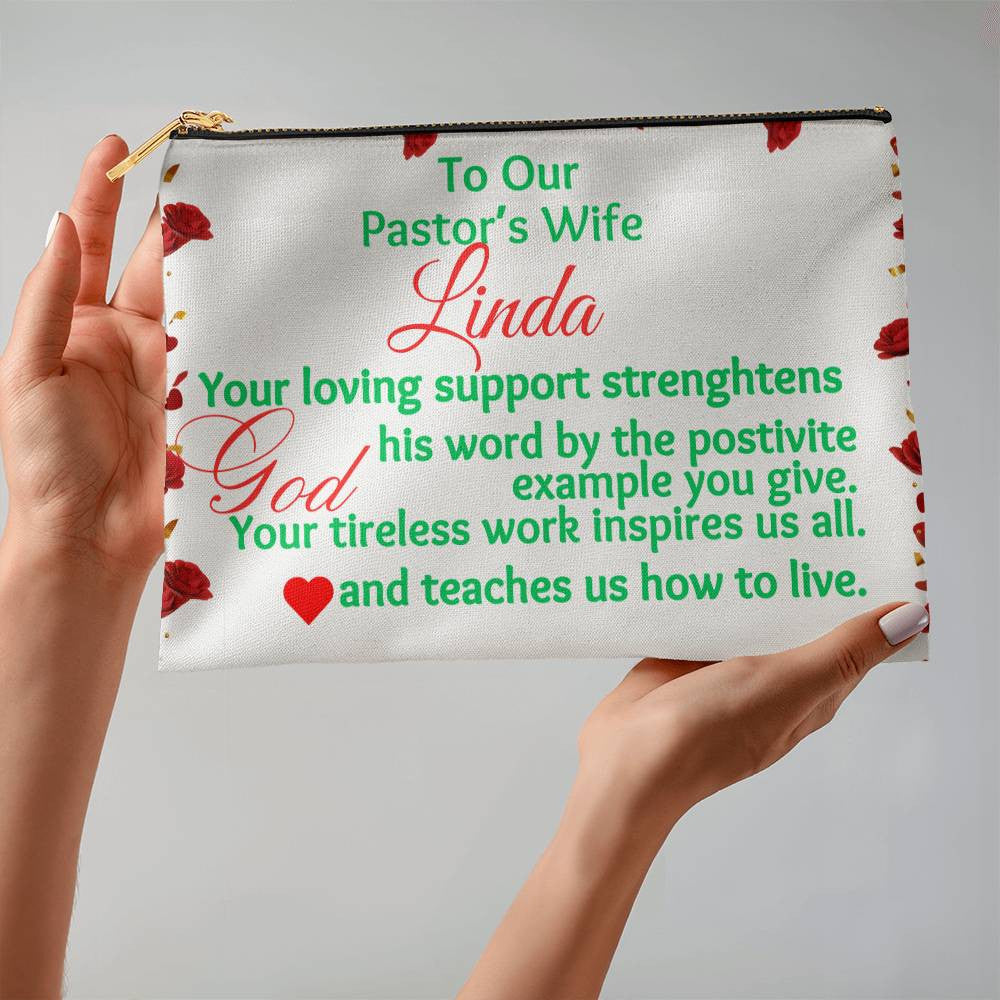 Personalization Pastor Wife Fabric Zippered Pouch Large