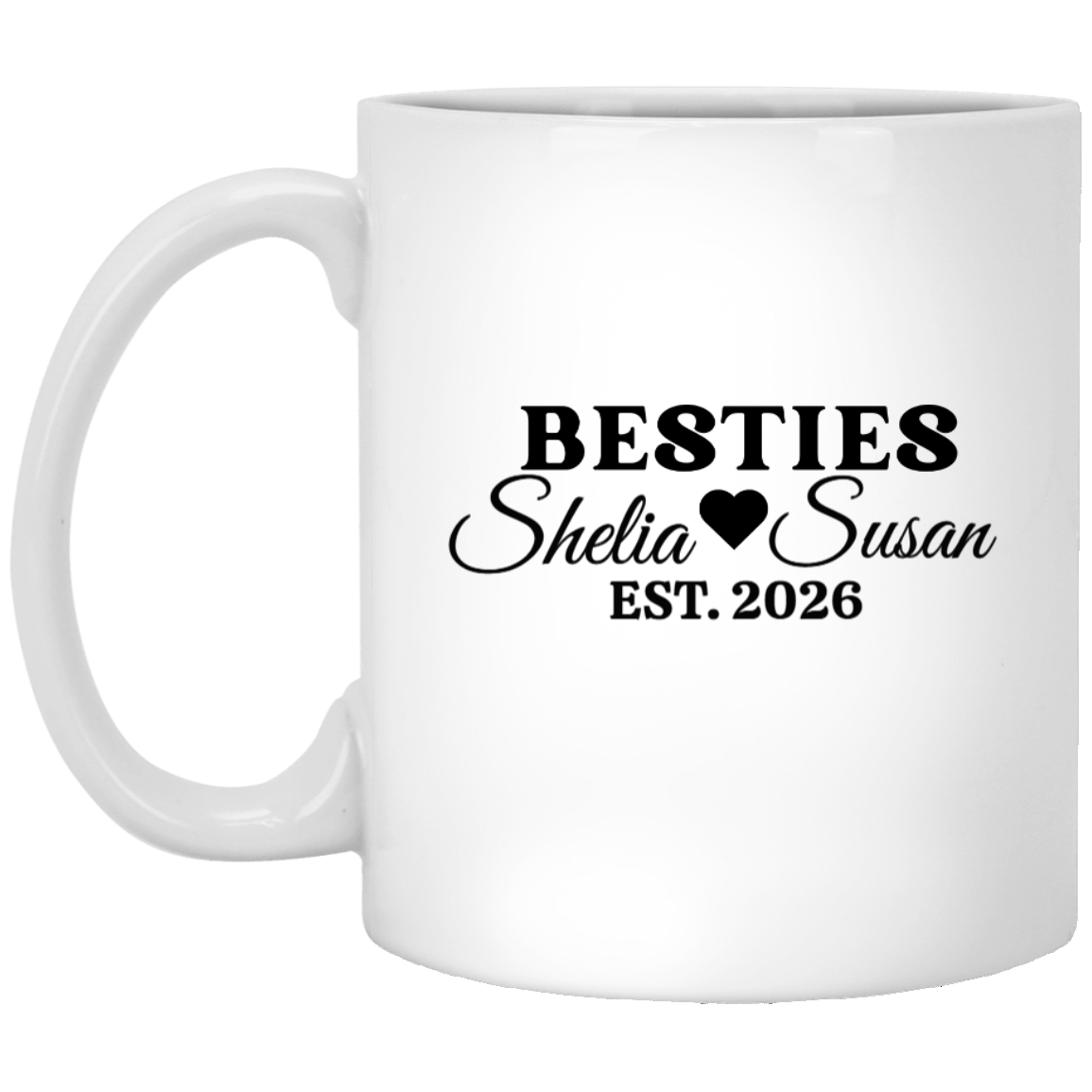 Classic White Personalized Besties Mug-11oz-15oz