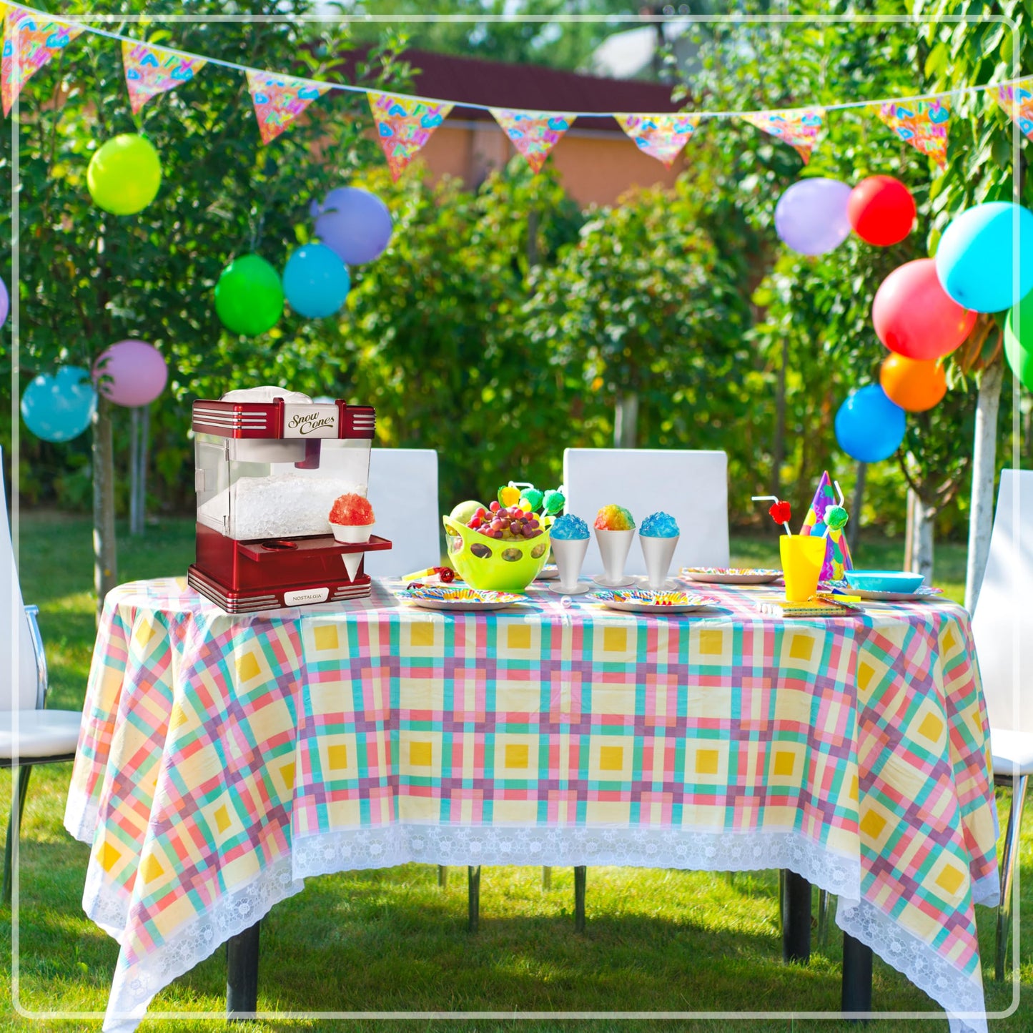 Nostalgia Snow Cone Shaved Ice Machine - Retro Table-Top Slushie Machine Makes 20 Icy Treats - Includes 2 Reusable Plastic Cups & Ice Scoop - Retro Red