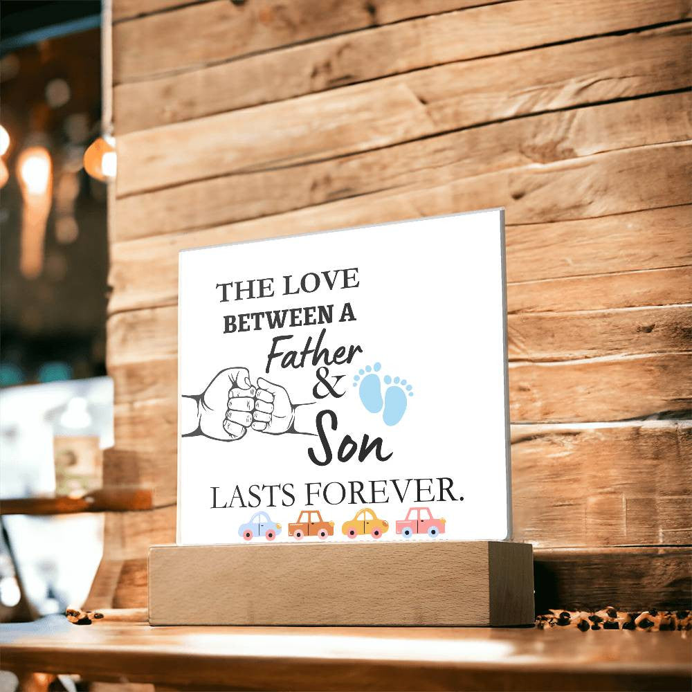 The Love Between A Father & Son Acrylic Square Plaque Led