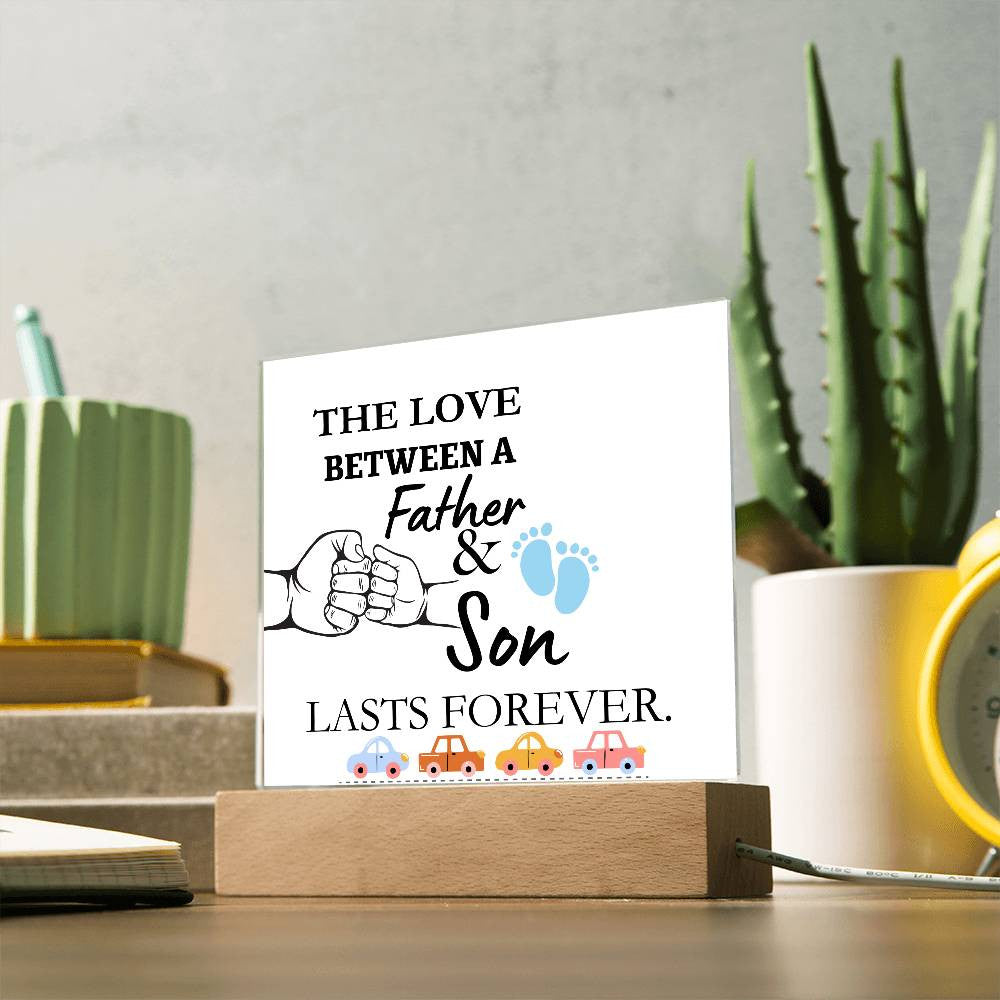 The Love Between A Father & Son Acrylic Square Plaque Led