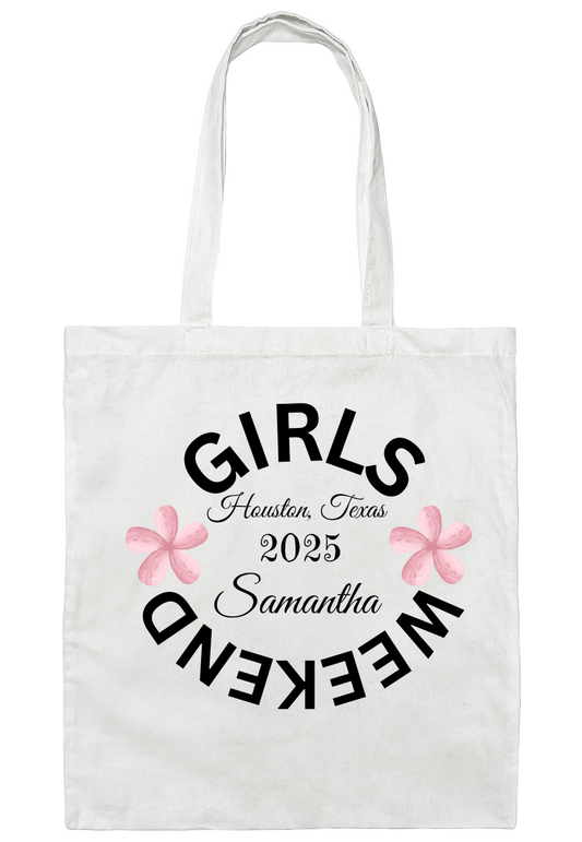 Personalized Weekend Girls Canvas Tote Bag