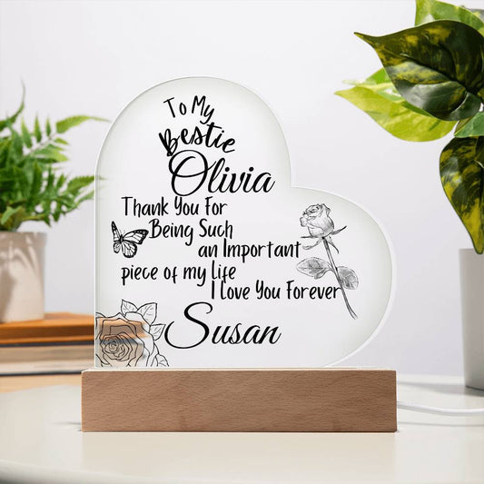 Personalized To My Bestie Acrylic Heart Plaque