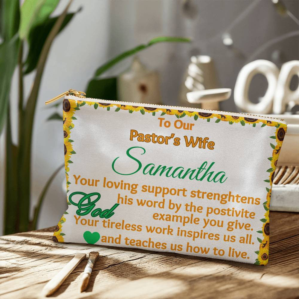 Personalized Pastor Wife Fabric Zippered Pouch Large