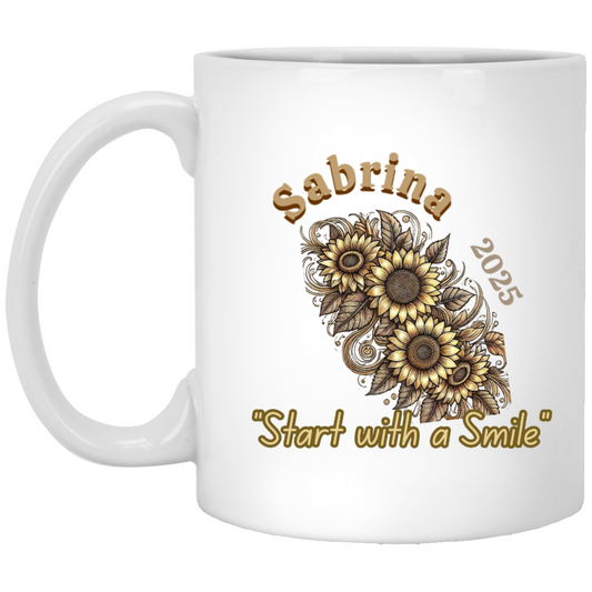 Personalized Start With A Smile Mud 11 oz.  & 15oz Mug