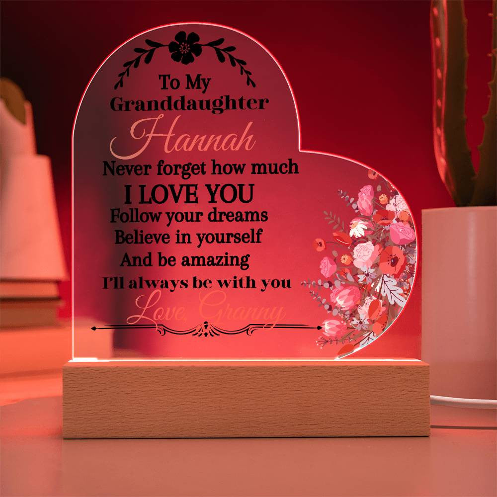 Personalize Granddaughter Acrylic Heart Plaque