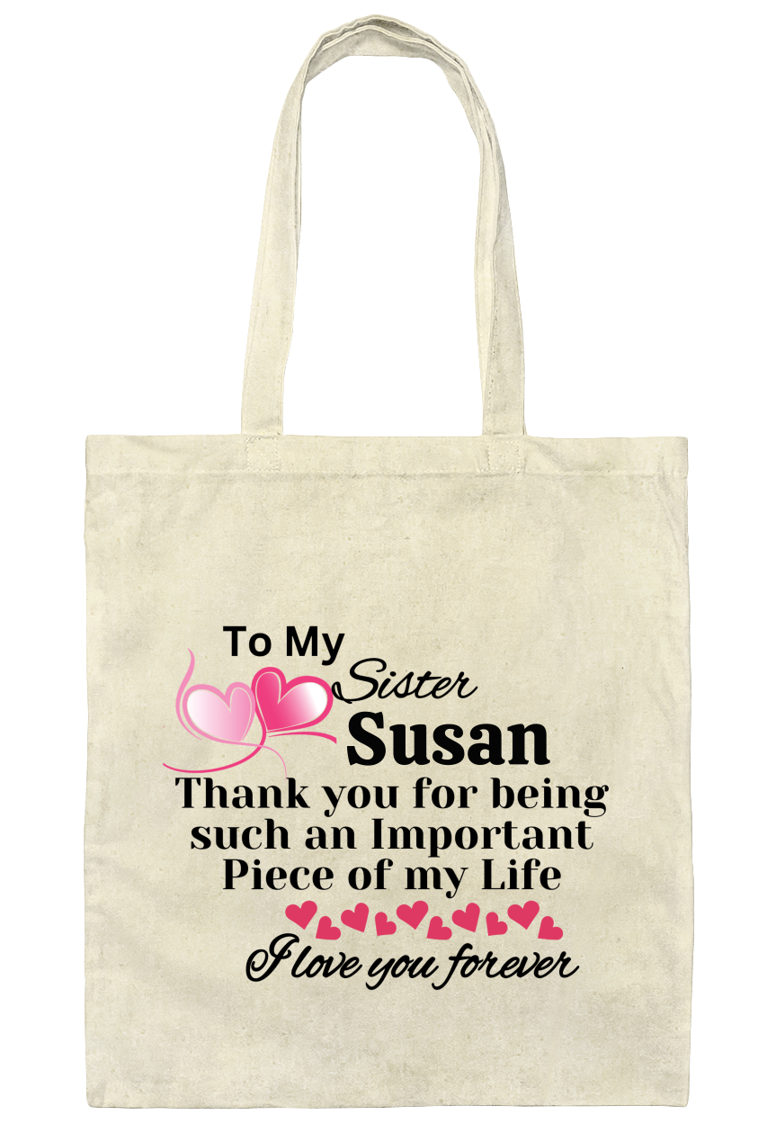 Personalized Sister Canvas Tote Bag