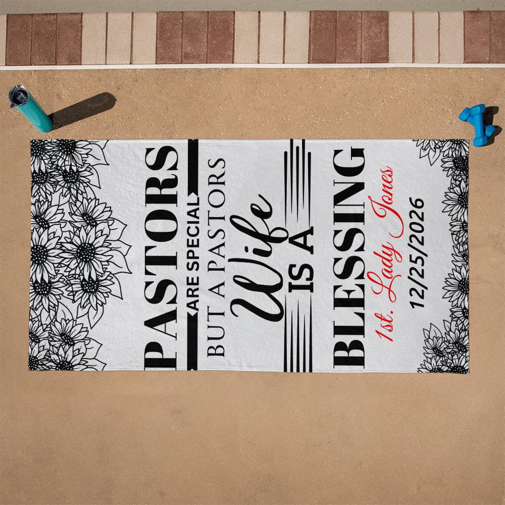 Personalize Pastor Wife Beach Towel