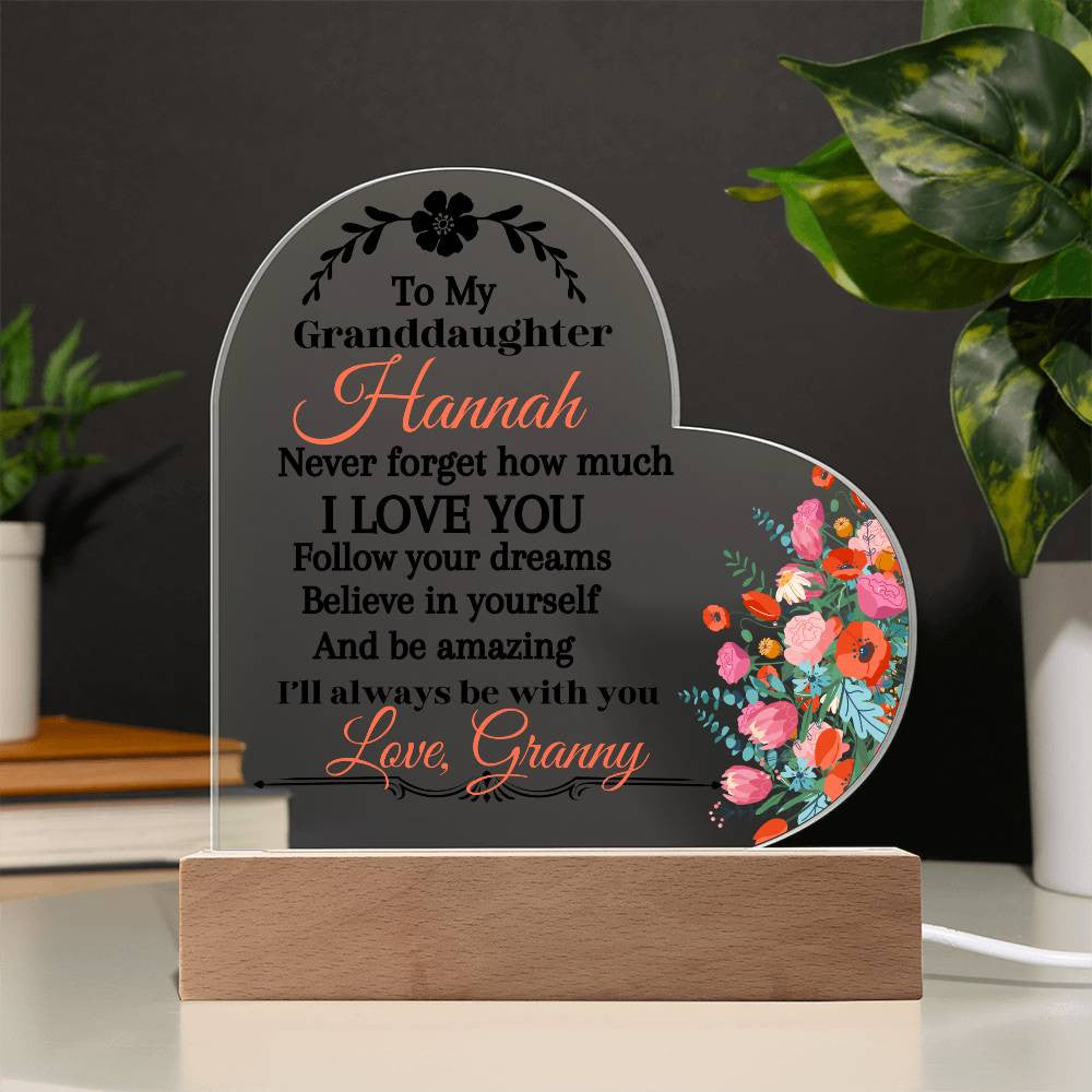 Personalize Granddaughter Acrylic Heart Plaque