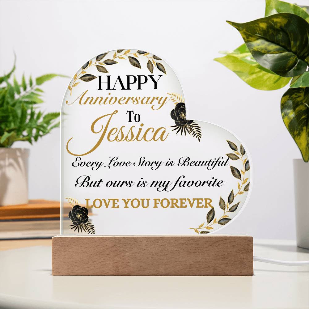 Led Personalized Anniversary Acrylic Heart Plaque