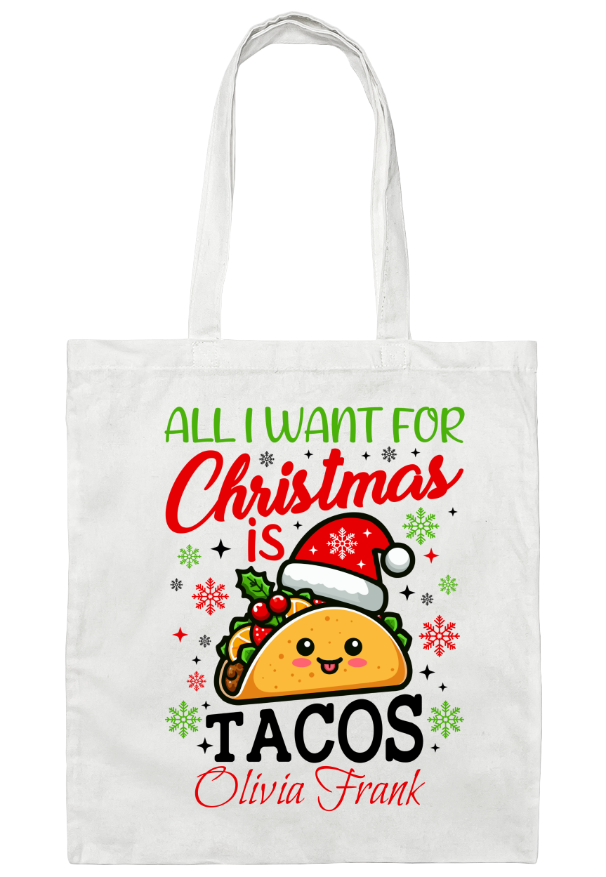 Personalize Christmas Canvas Tote Bag