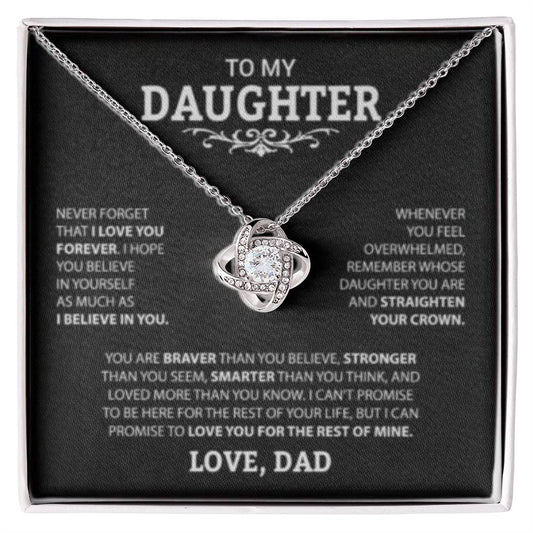 To My Daughter Love Knot Necklace