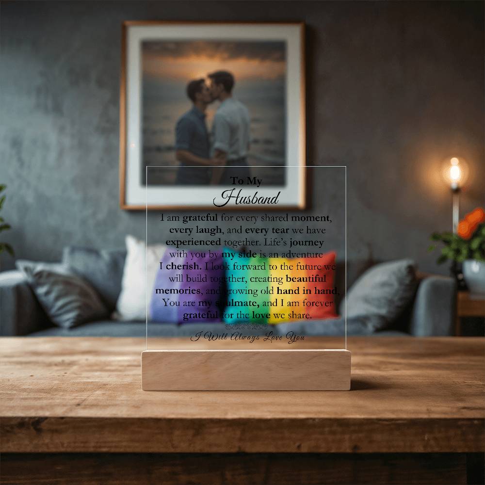 Personalized To My Husband Acrylic Square-LED