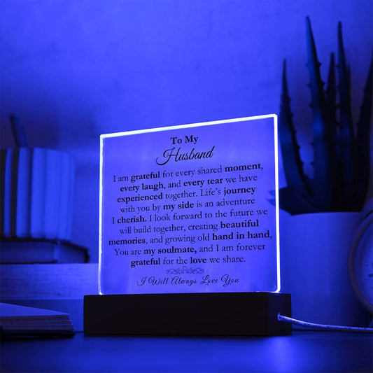 Personalized To My Husband Acrylic Square-LED