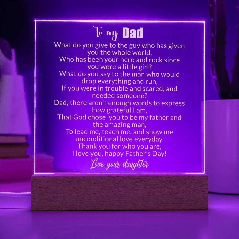 To My Dad |  Happy Father's Day - Square Acrylic Plaque