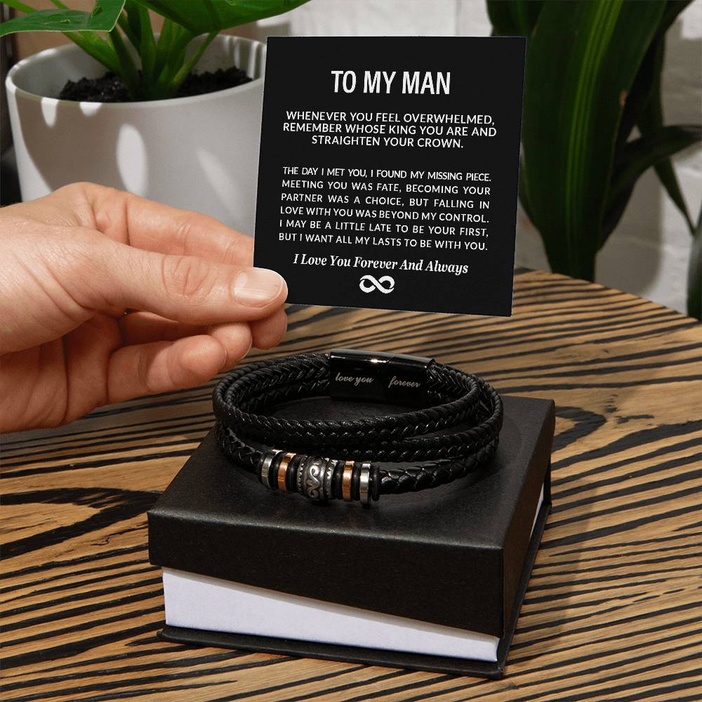 To My Man | I Love You, Forever & Always - Men's "Love You Forever" Bracelet