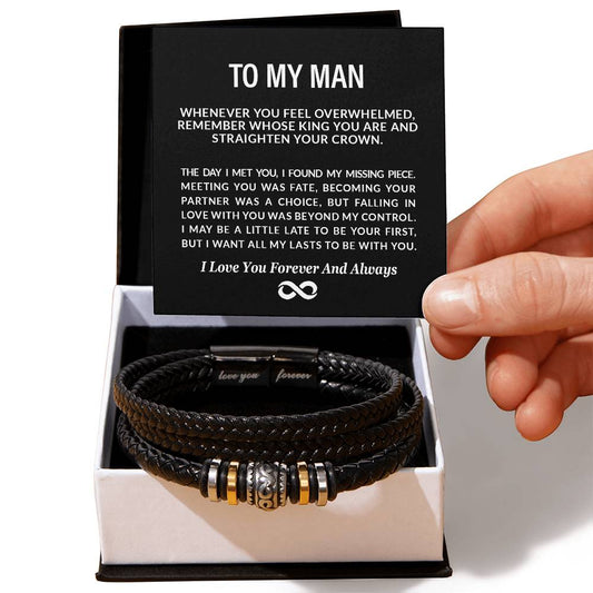 To My Man | I Love You, Forever & Always - Men's "Love You Forever" Bracelet