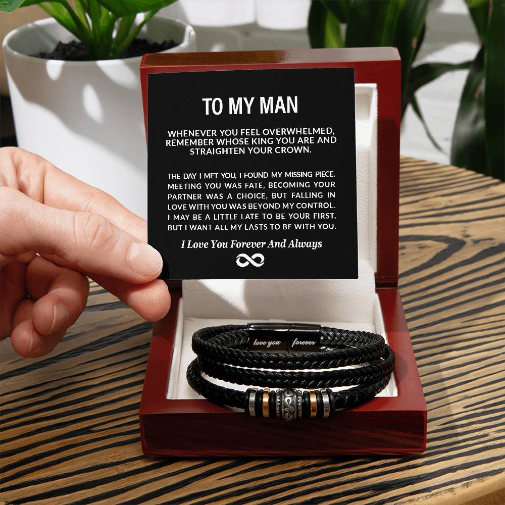 To My Man | I Love You, Forever & Always - Men's "Love You Forever" Bracelet