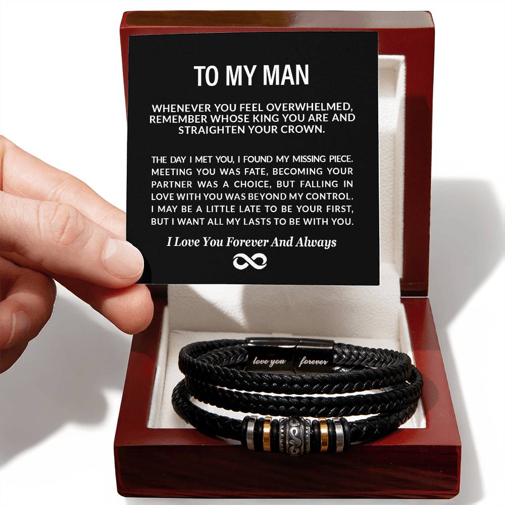 To My Man | I Love You, Forever & Always - Men's "Love You Forever" Bracelet