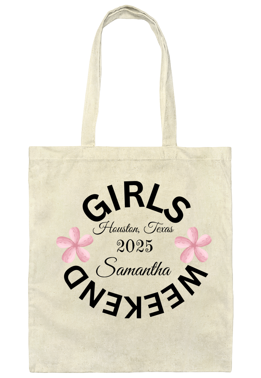 Personalized Weekend Girls Canvas Tote Bag