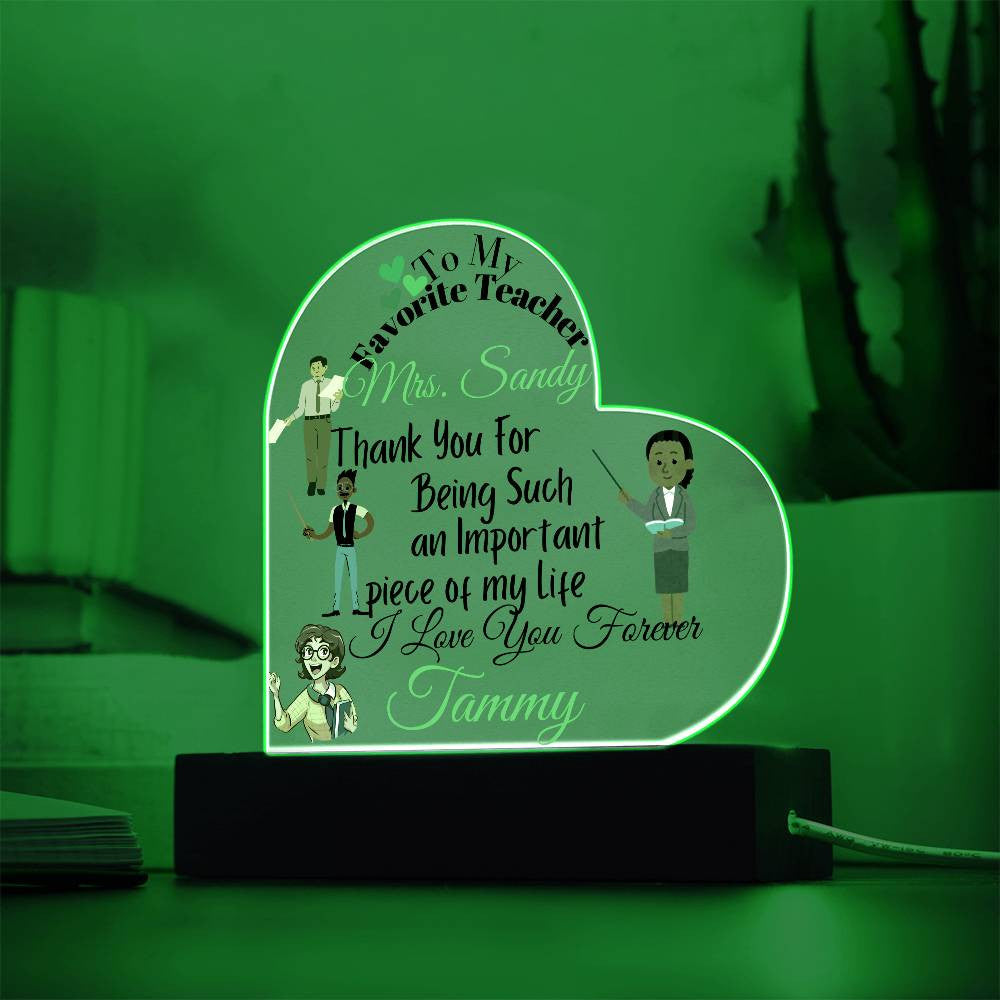 Personalized To My Teacher Acrylic Heart Plaque