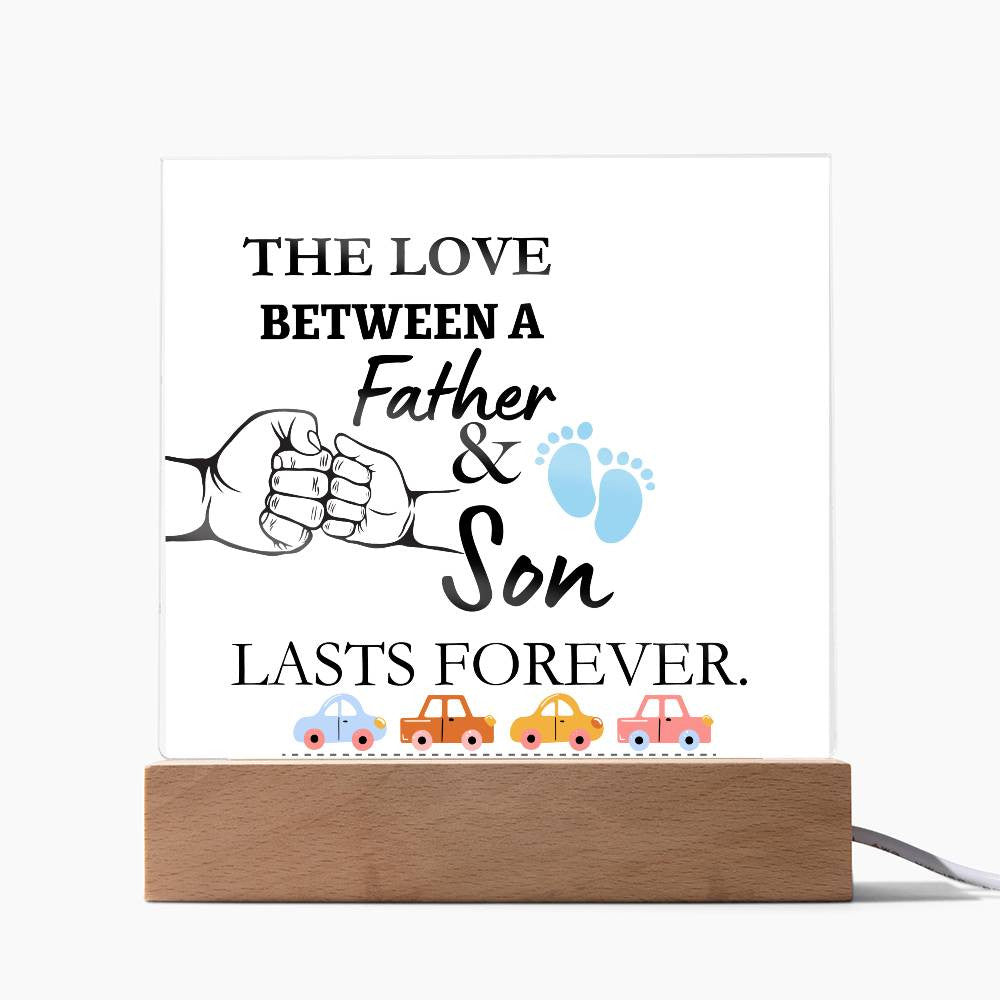 The Love Between A Father & Son Acrylic Square Plaque Led