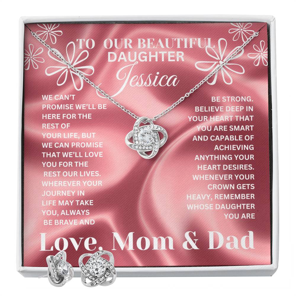 Our Beautiful Daughter Love Knot Earring & Necklace Set