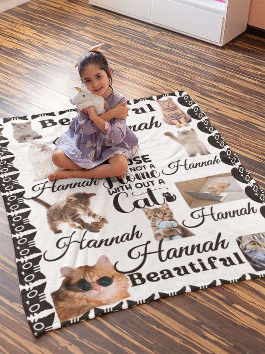 Personalized Cat Blanket Cozy Plush Fleece, Artic Fleece, Mink Sherpa Blanket