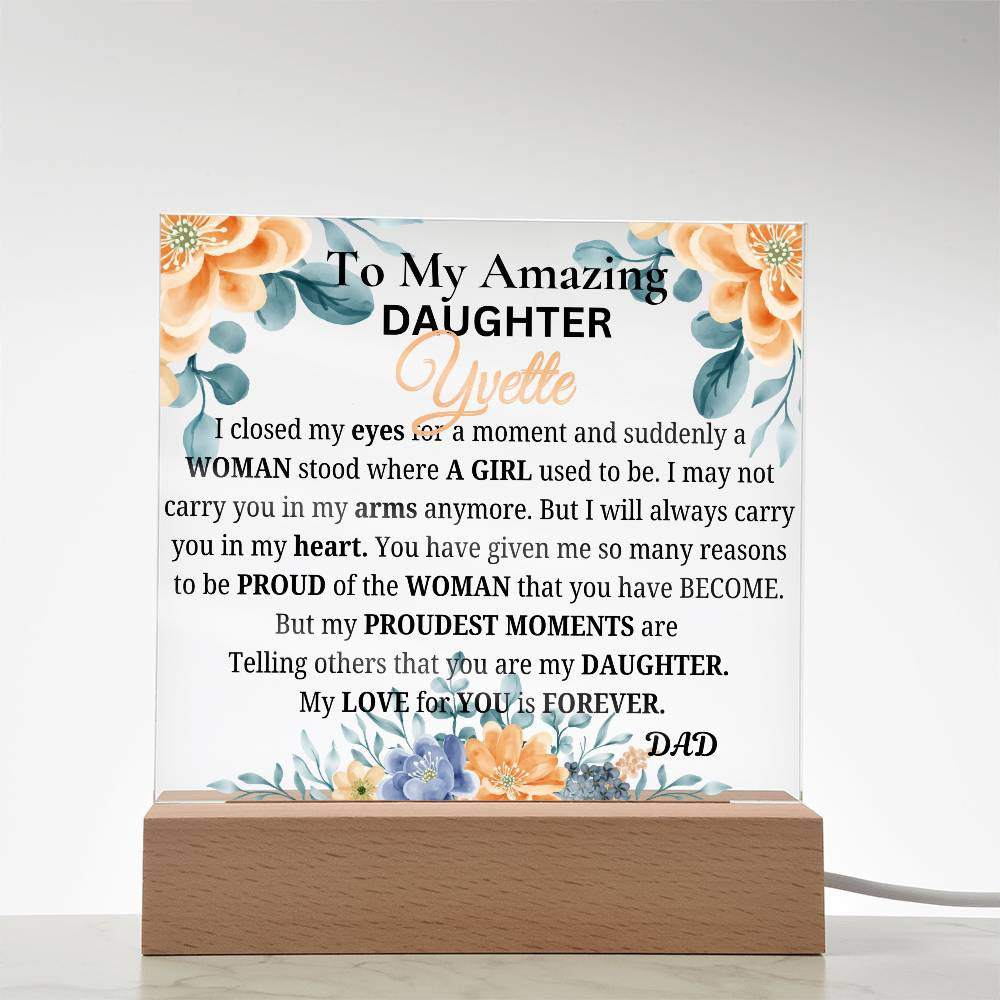 To My Daughter Personalized Acrylic Square Plaque