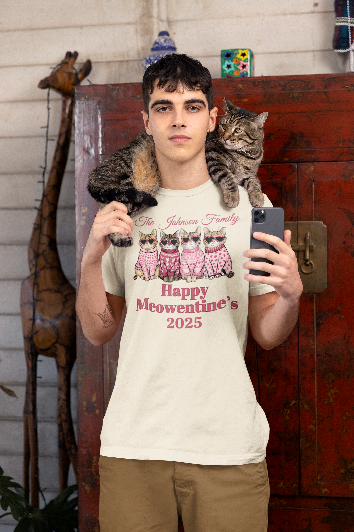 2025 Personalized Family “Happy Meowentenies,Unisex Cotton Tee