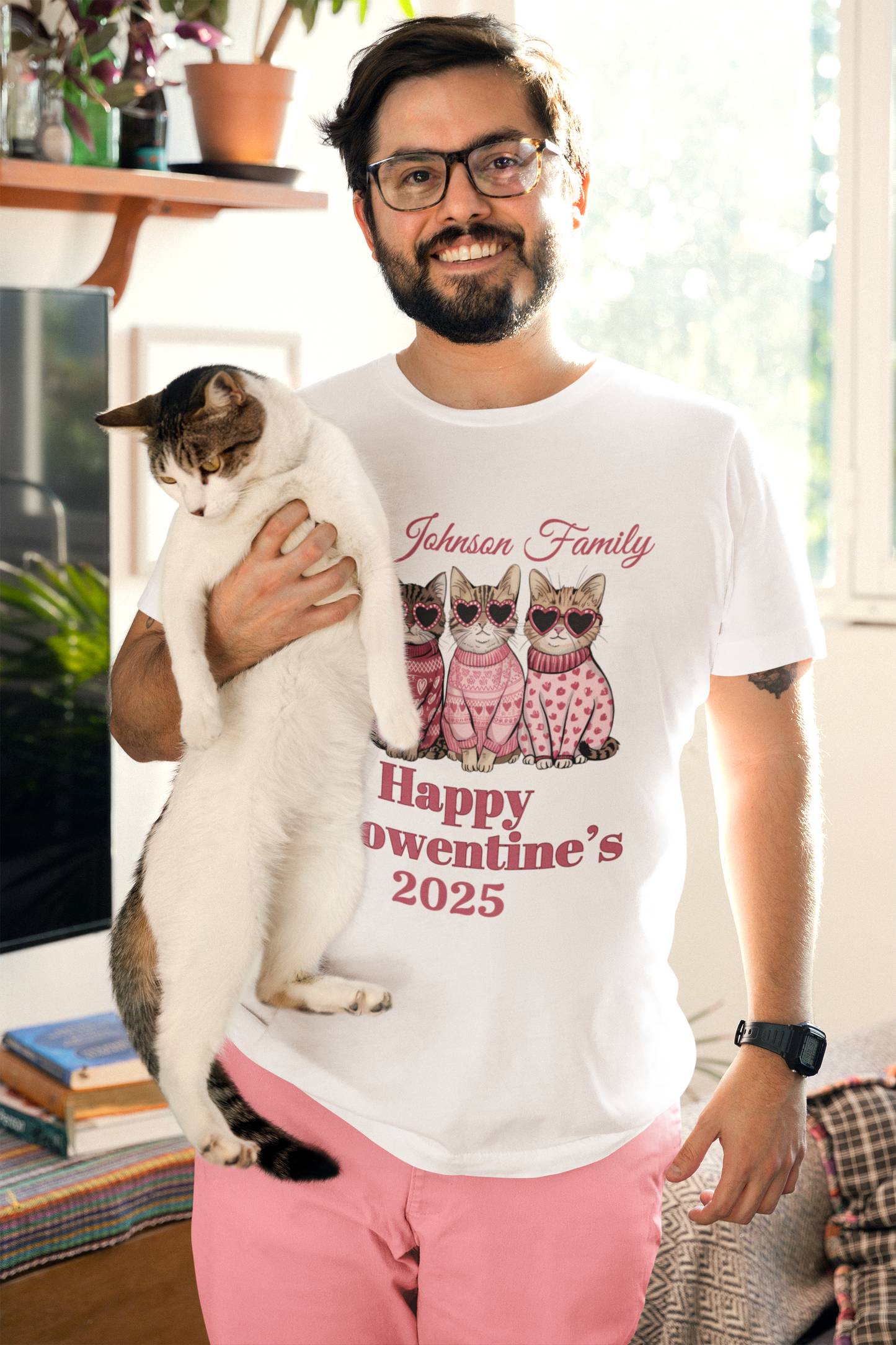 2025 Personalized Family “Happy Meowentenies,Unisex Cotton Tee