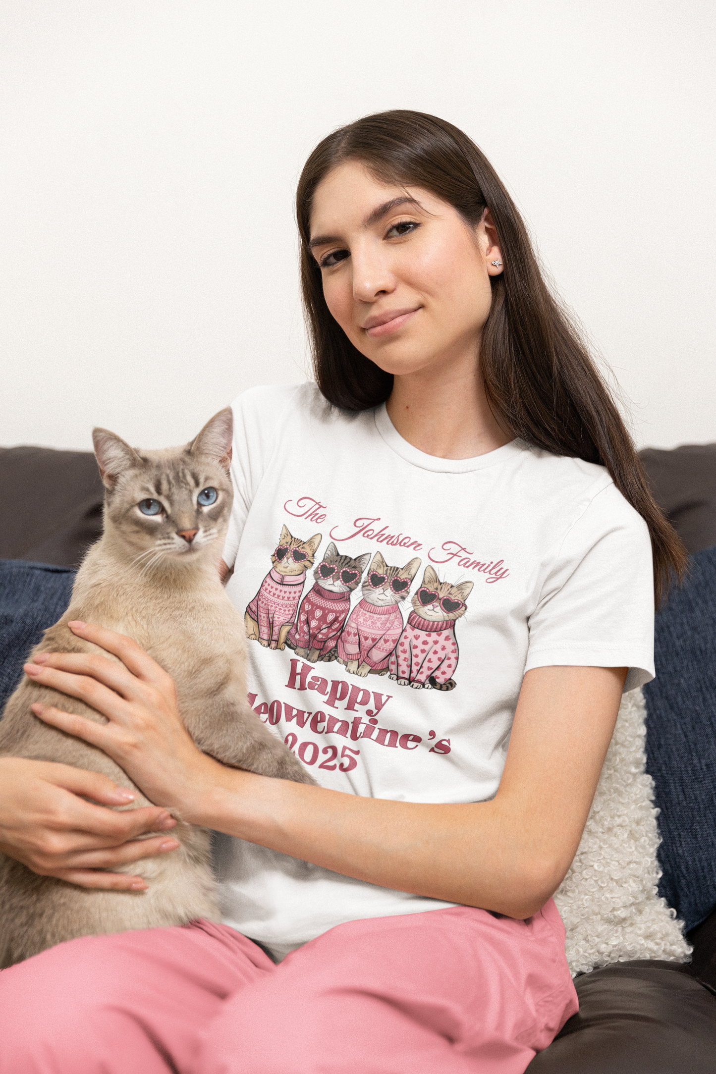 2025 Personalized Family “Happy Meowentenies,Unisex Cotton Tee