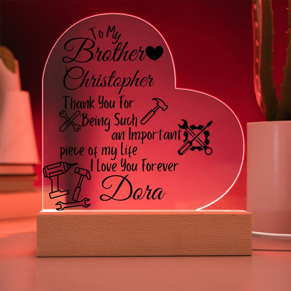 Personalized To My Brother Acrylic Heart Plaque