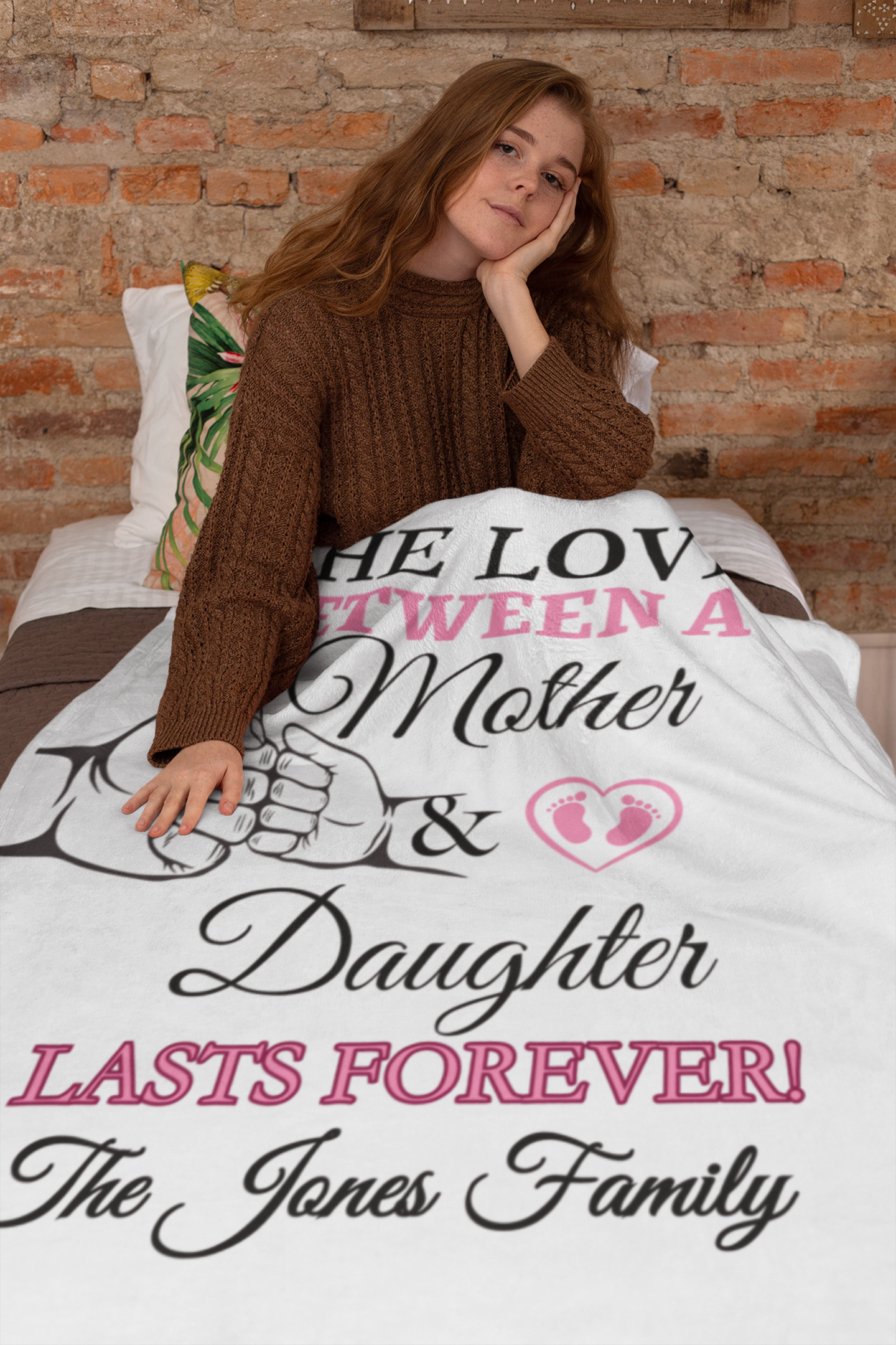 Personalized The Love Between A Mother & Daughter Blanket, Mink Sherpa, Cozy Fleece, Artic Fleece