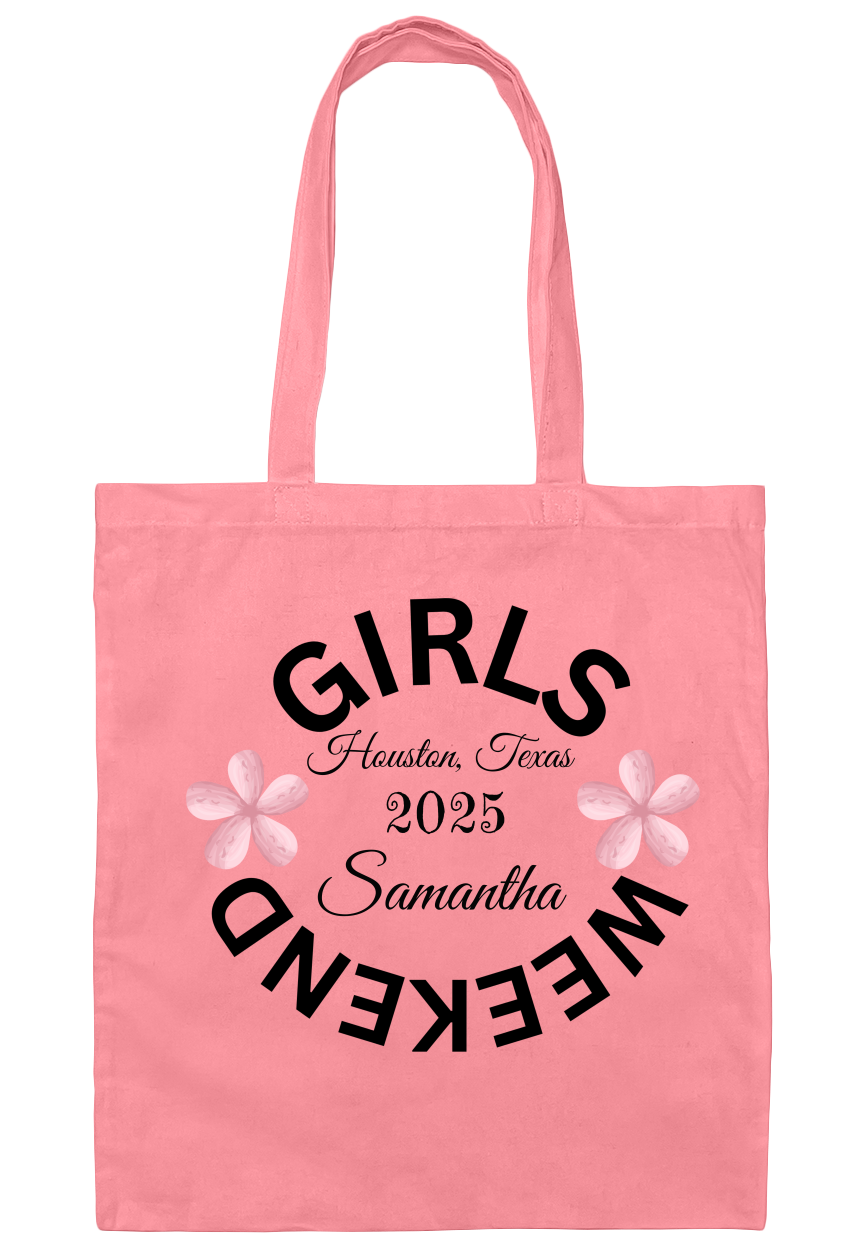 Personalized Weekend Girls Canvas Tote Bag