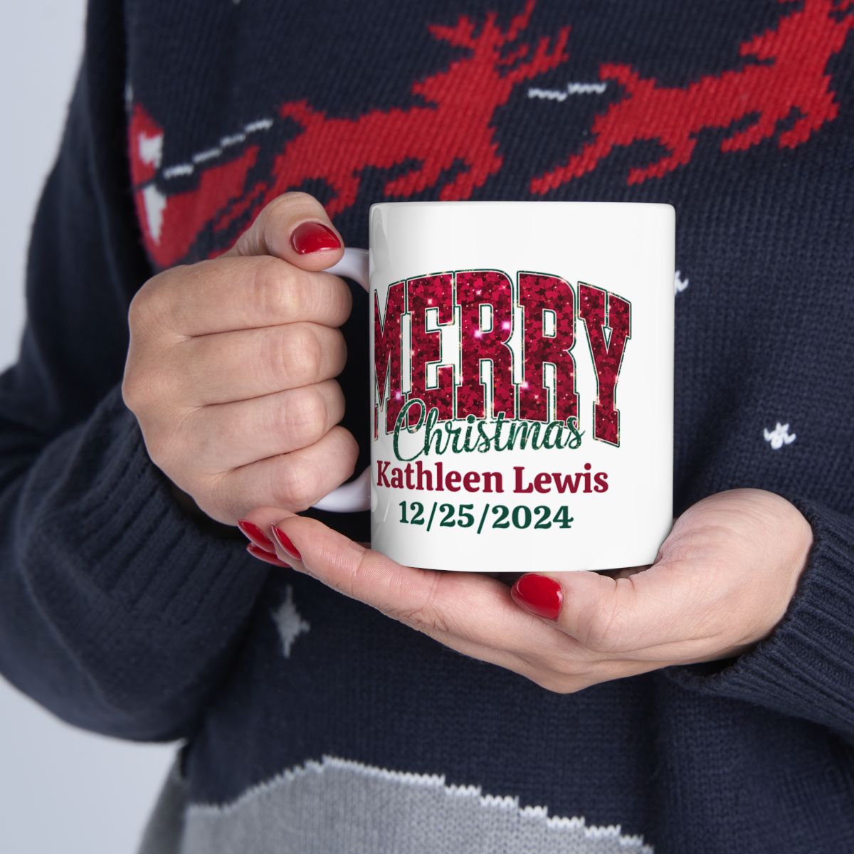 Personalize Merry Christmas 2024 Ceramic Mug, (11oz, 15oz)