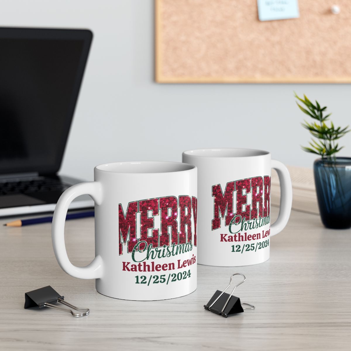 Personalize Merry Christmas 2024 Ceramic Mug, (11oz, 15oz)