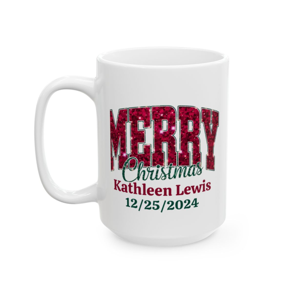 Personalize Merry Christmas 2024 Ceramic Mug, (11oz, 15oz)