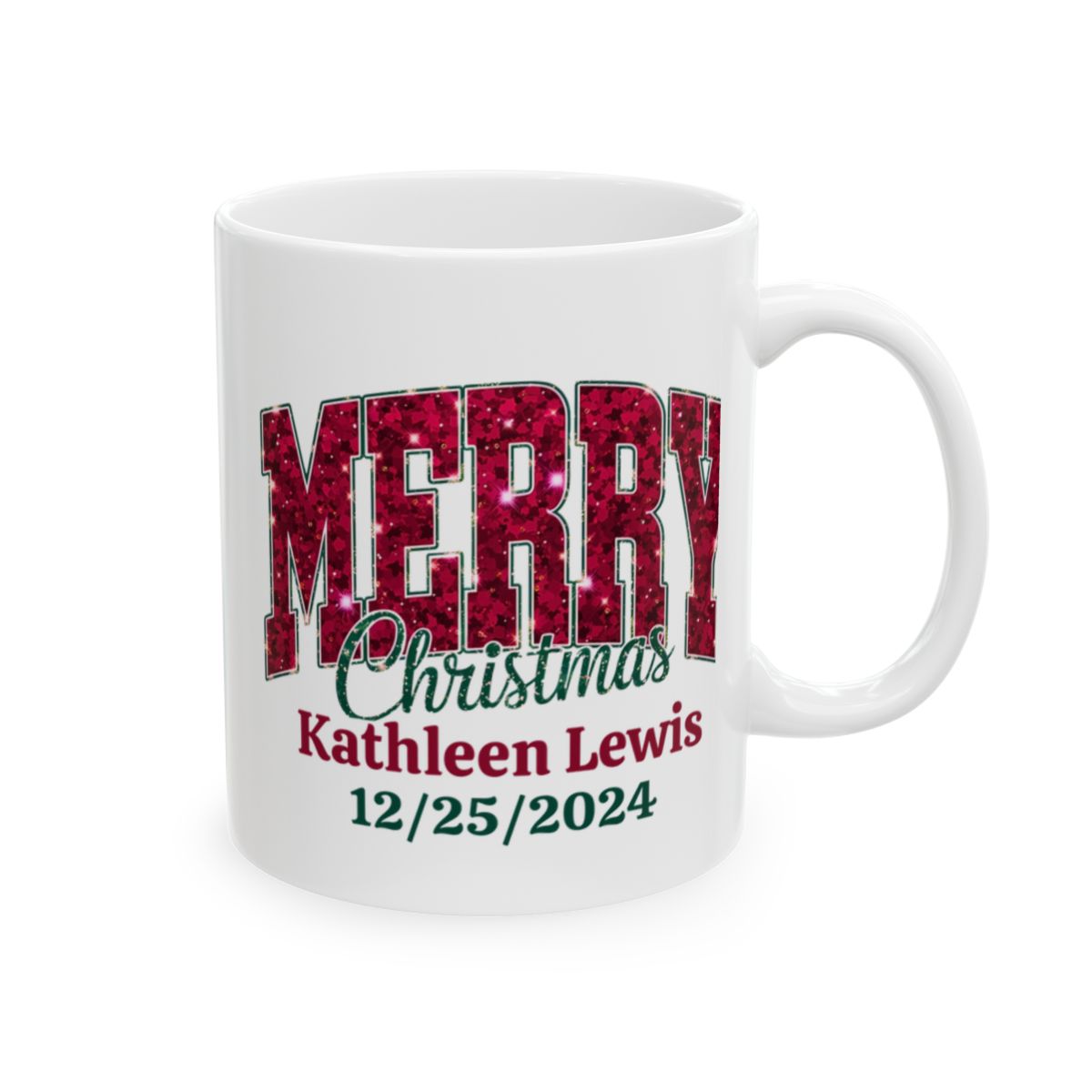 Personalize Merry Christmas 2024 Ceramic Mug, (11oz, 15oz)