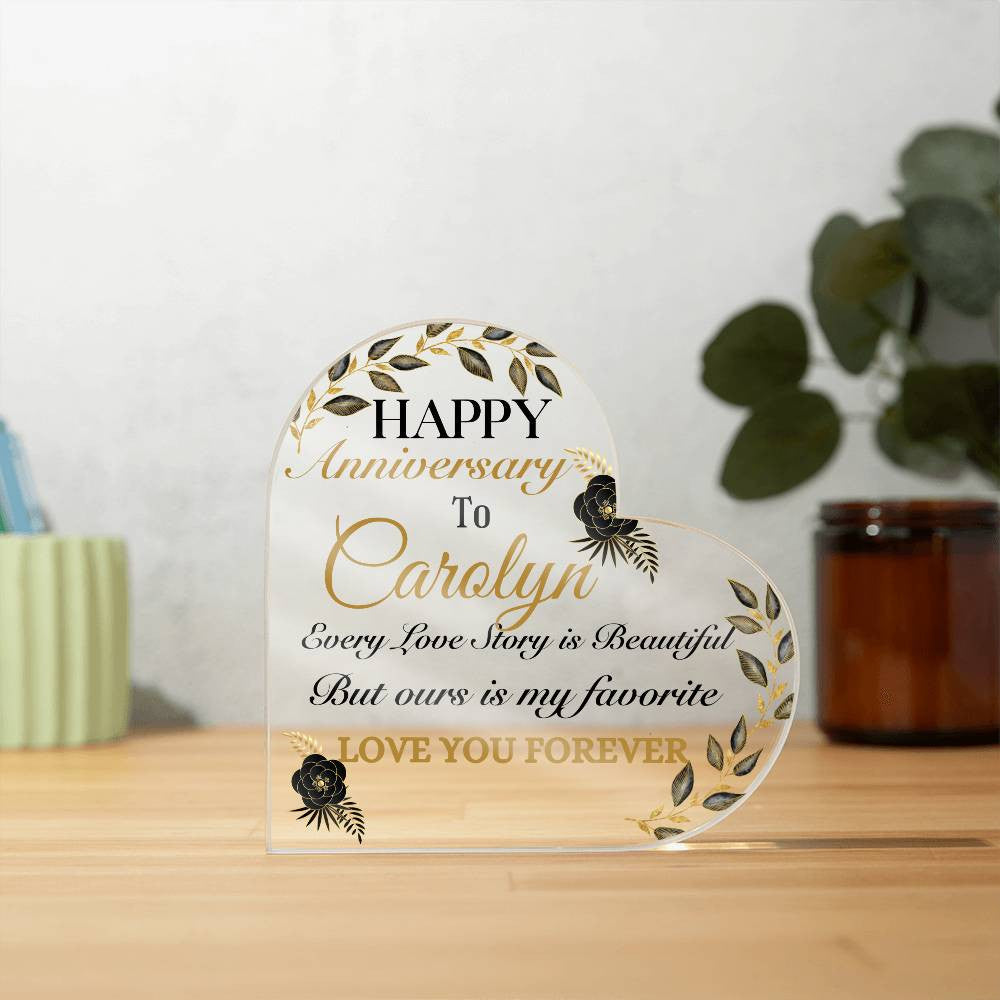 Personalize Anniversary Acrylic Heart Plaque