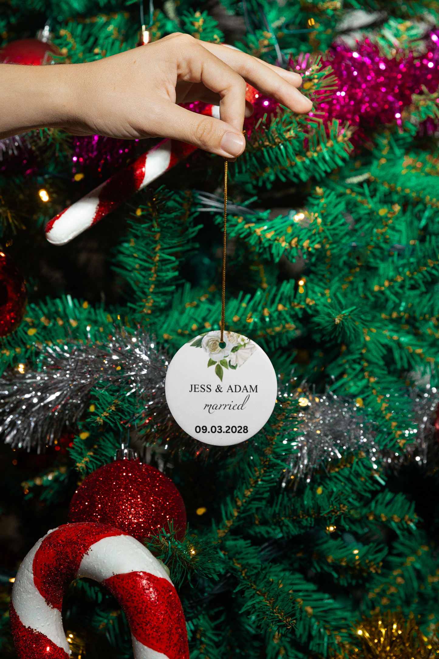 Personalized Christmas Circle Ornament