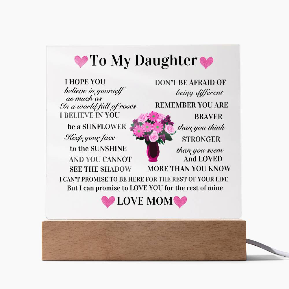 To My Daughter Acrylic Square Plaque