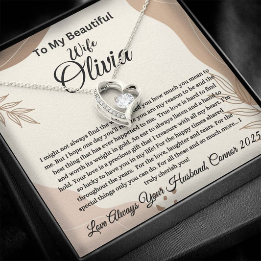 Personalized To My Beautiful Wife (Olivia B.) Forever Love Necklace