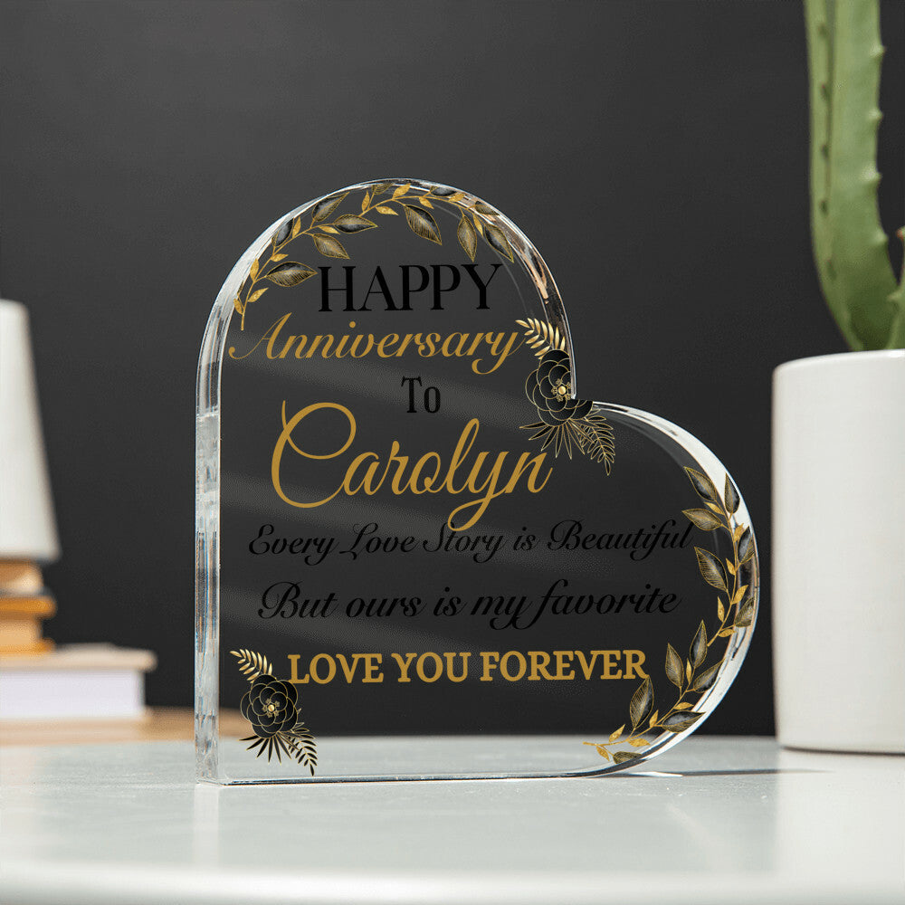 Personalize Anniversary Acrylic Heart Plaque