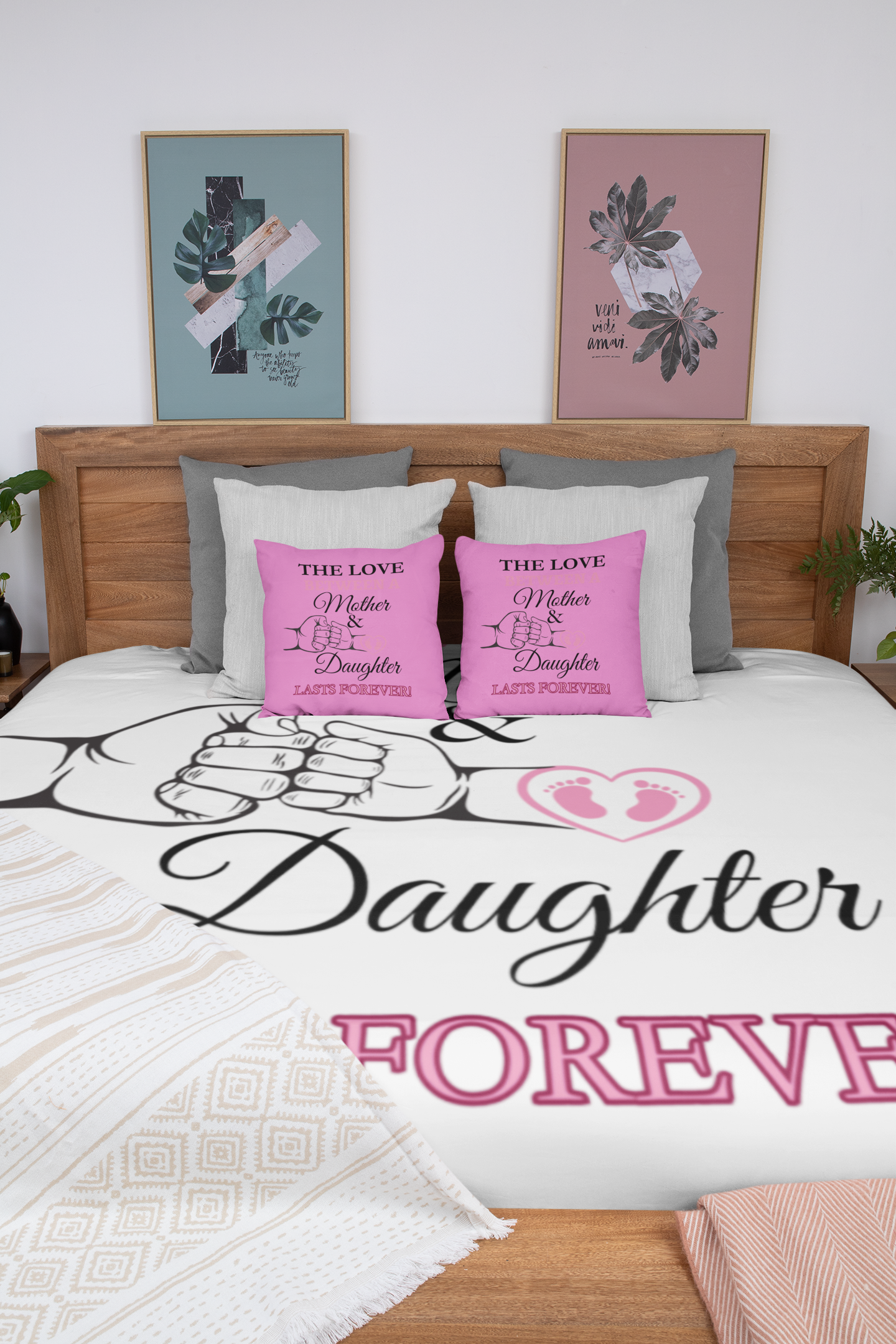 Personalized The Love Between A Mother & Daughter Blanket, Mink Sherpa, Cozy Fleece, Artic Fleece