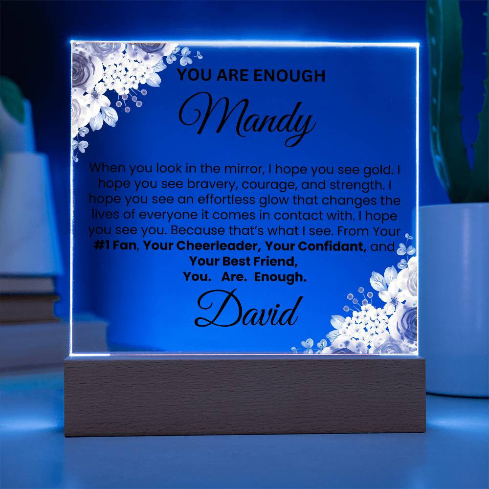 You Are Enough  Personalize Acrylic Square Plaque