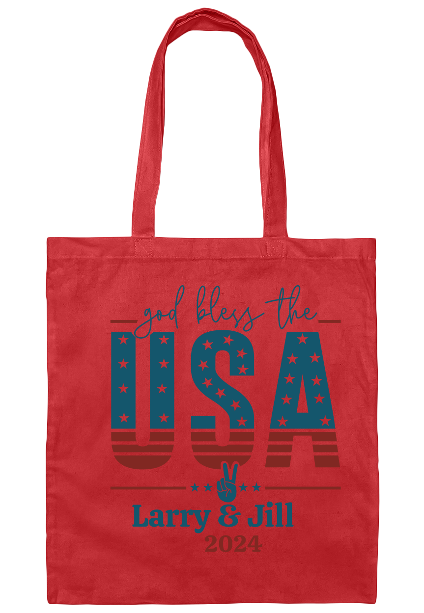 Personalized God Bless America Canvas Tote Bag