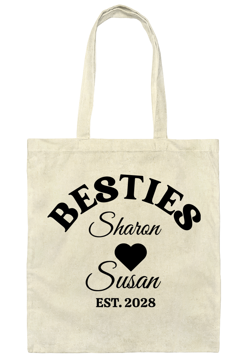 Personalized Besties Canvas Tote Bag