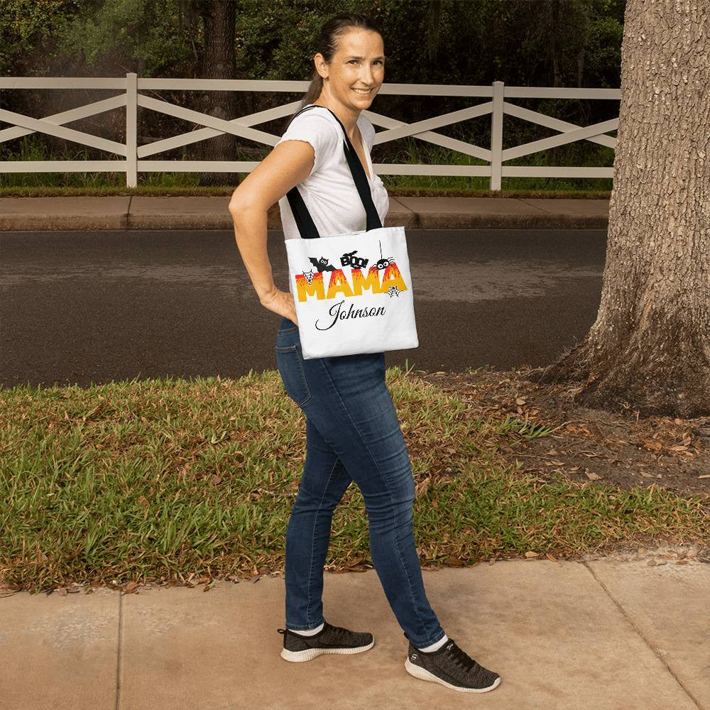 Personalized Halloween MAMA Canvas Tote Bag