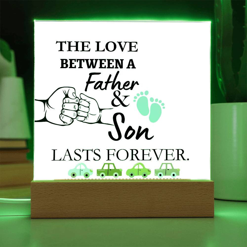 The Love Between A Father & Son Acrylic Square Plaque Led